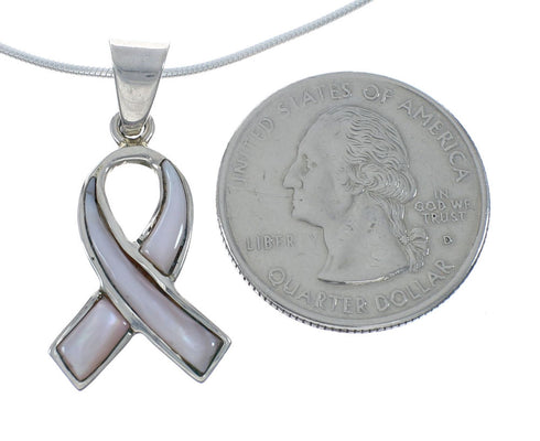 Southwest Pink Shell Ribbon Genuine Sterling Silver Italian Chain Necklace Set AX129013